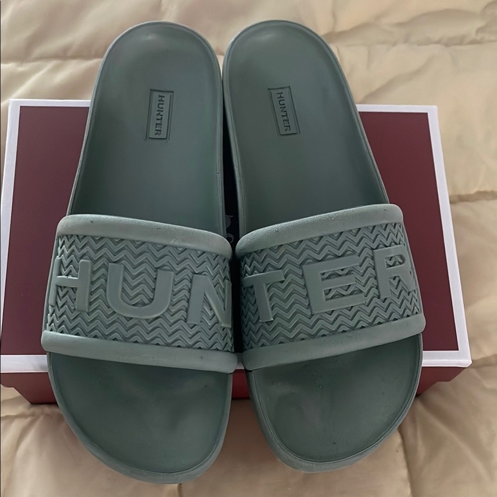 Hunter Green Slide Sandals